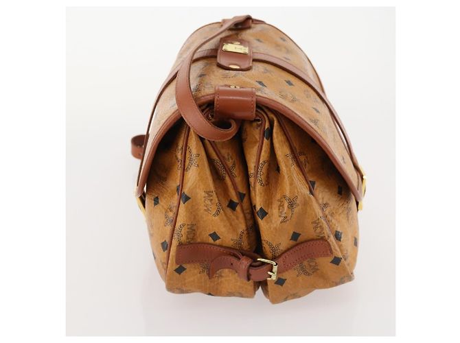 Borsa a Spalla MCM Vicetos Logogram in Pelle PVC Marrone Oro Auth BA11276 D'oro - vista 4