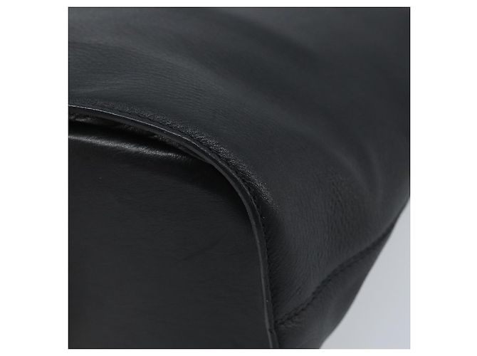Céline Bolso de Hombro CELINE Circle de Cuero Negro y Oro Auth BAZ623A Dorado - vista 14