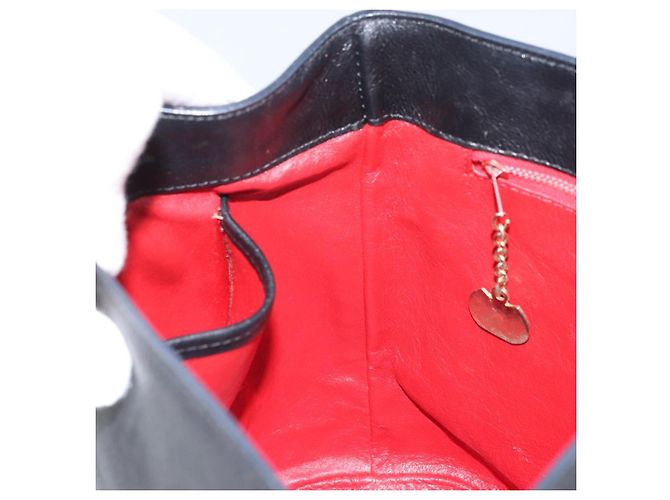 Céline Bolso de Hombro CELINE Circle de Cuero Negro y Oro Auth BAZ623A Dorado - vista 20