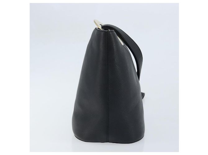 Céline Bolso de Hombro CELINE Circle de Cuero Negro y Oro Auth BAZ623A Dorado - vista 4