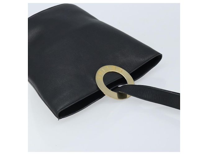 Céline Bolso de Hombro CELINE Circle de Cuero Negro y Oro Auth BAZ623A Dorado - vista 6