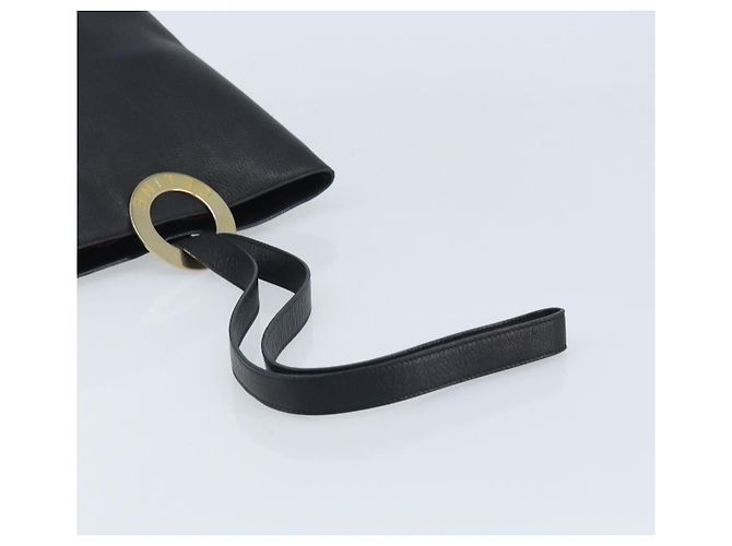 Céline Bolso de Hombro CELINE Circle de Cuero Negro y Oro Auth BAZ623A Dorado - vista 7