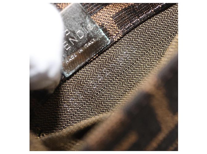 FENDI Zucca Canvas Mamma Baguette Schultertasche Schwarz Braun Auth BAZ699V - Ansicht 12