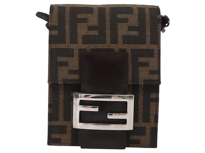 FENDI Zucca Canvas Mamma Baguette Schultertasche Schwarz Braun Auth BAZ699V - Ansicht 13