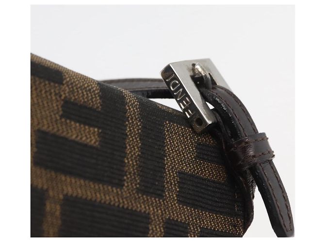 FENDI Zucca Canvas Mamma Baguette Schultertasche Schwarz Braun Auth BAZ699V - Ansicht 18