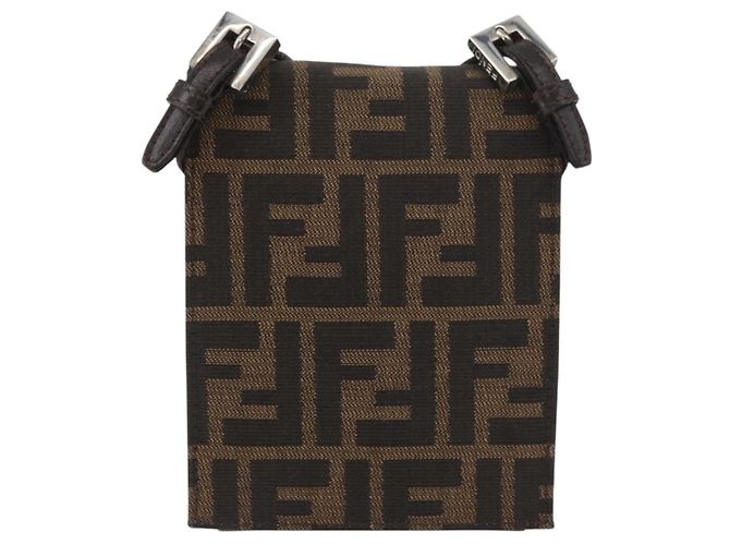 FENDI Zucca Canvas Mamma Baguette Schultertasche Schwarz Braun Auth BAZ699V - Ansicht 2