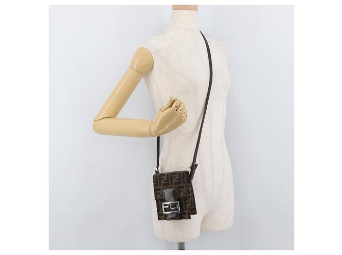 FENDI Zucca Canvas Mamma Baguette Schultertasche Schwarz Braun Auth BAZ699V - Ansicht 24
