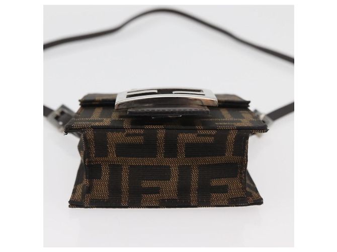 FENDI Zucca Canvas Mamma Baguette Schultertasche Schwarz Braun Auth BAZ699V - Ansicht 5