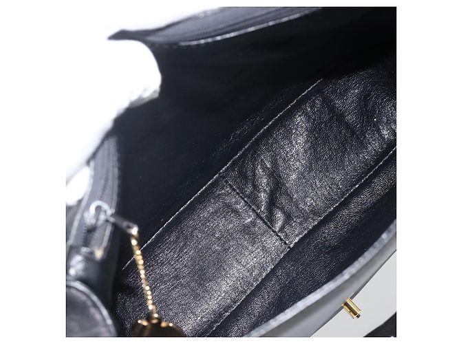 Borsa a spalla CÉLINE Carrozza in pelle nera e oro Auth BA11909 Nero D'oro - vista 12