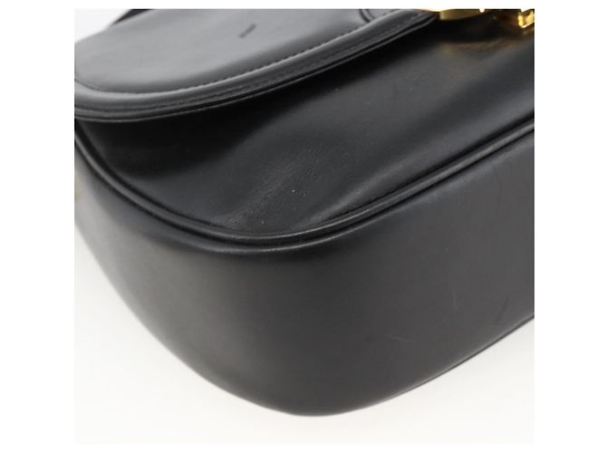 Borsa a spalla CÉLINE Carrozza in pelle nera e oro Auth BA11909 Nero D'oro - vista 14