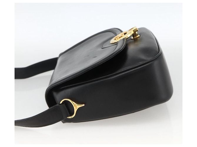 Borsa a spalla CÉLINE Carrozza in pelle nera e oro Auth BA11909 Nero D'oro - vista 3
