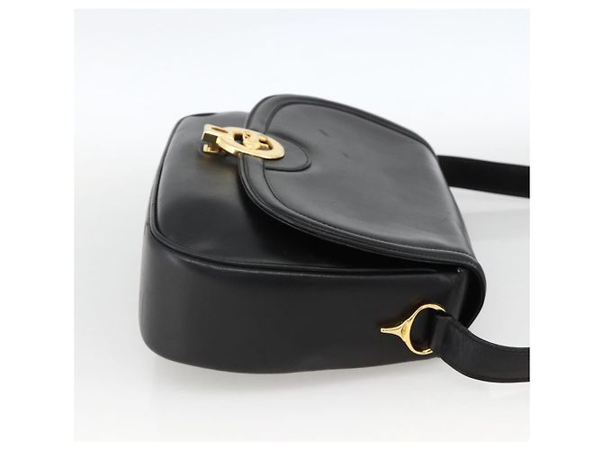 Borsa a spalla CÉLINE Carrozza in pelle nera e oro Auth BA11909 Nero D'oro - vista 4