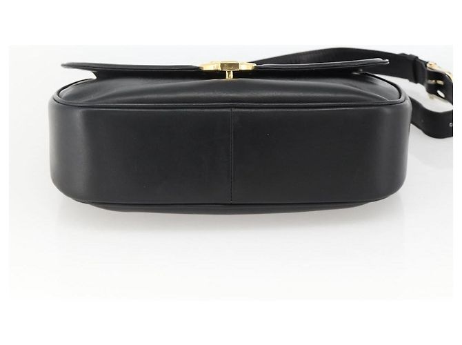 Borsa a spalla CÉLINE Carrozza in pelle nera e oro Auth BA11909 Nero D'oro - vista 5
