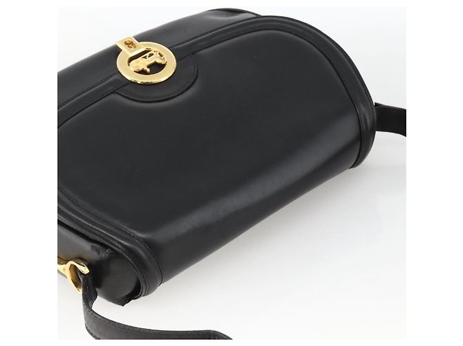 Borsa a spalla CÉLINE Carrozza in pelle nera e oro Auth BA11909 Nero D'oro - vista 6