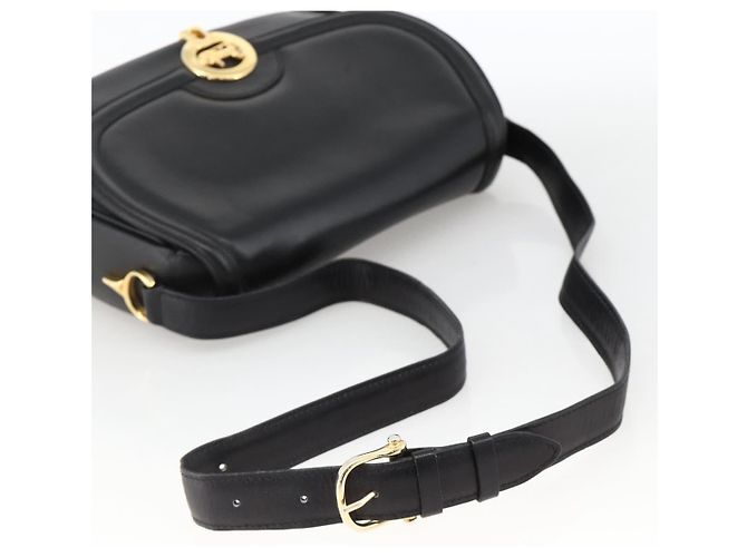 Borsa a spalla CÉLINE Carrozza in pelle nera e oro Auth BA11909 Nero D'oro - vista 7