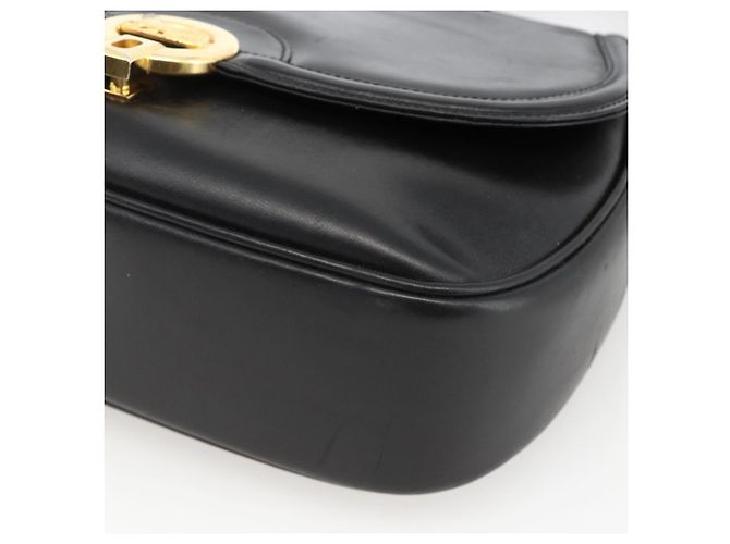 Borsa a spalla CÉLINE Carrozza in pelle nera e oro Auth BA11909 Nero D'oro - vista 9