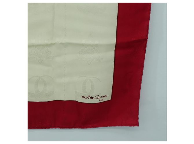 Cartier Bufanda de seda beige Auth BA11829A - vista 10