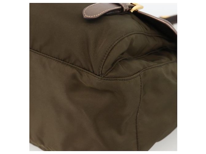 PRADA Schultertasche Nylon Khaki Gold Auth mr2228 Golden - Ansicht 14