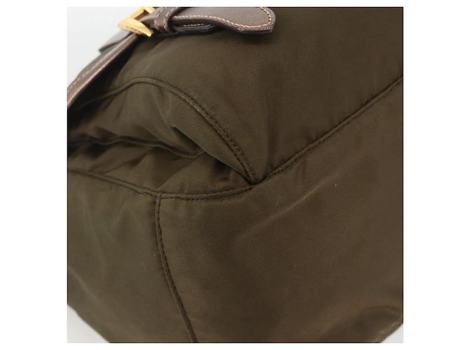 PRADA Schultertasche Nylon Khaki Gold Auth mr2228 Golden - Ansicht 15