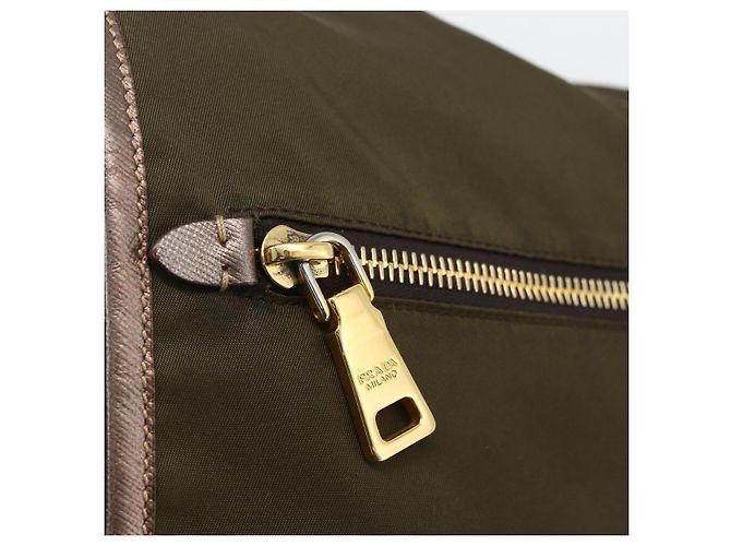 PRADA Schultertasche Nylon Khaki Gold Auth mr2228 Golden - Ansicht 20