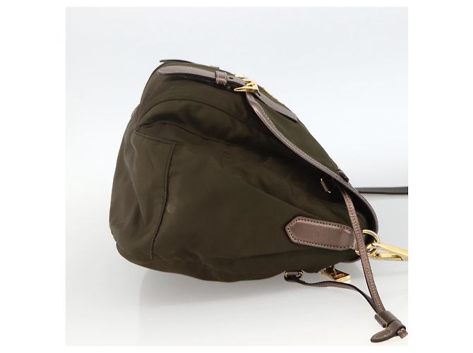 PRADA Schultertasche Nylon Khaki Gold Auth mr2228 Golden - Ansicht 4