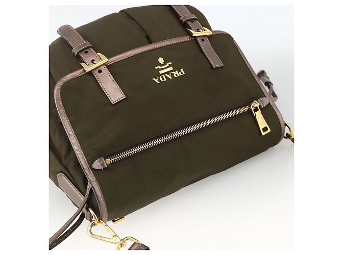 PRADA Schultertasche Nylon Khaki Gold Auth mr2228 Golden - Ansicht 6