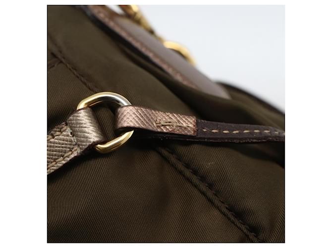 PRADA Schultertasche Nylon Khaki Gold Auth mr2228 Golden - Ansicht 9