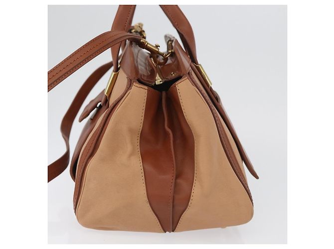 Chloé Borsa a mano in pelle Chloe Little Alice 2 in 1 marrone oro Auth am11007 D'oro - vista 3