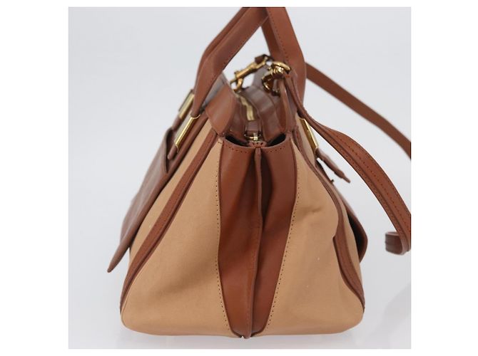 Chloé Borsa a mano in pelle Chloe Little Alice 2 in 1 marrone oro Auth am11007 D'oro - vista 4