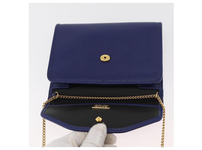 BALLY Borsa a Spalla con Catena Pelle Blu Oro Auth BAZ686A D'oro - vista 10