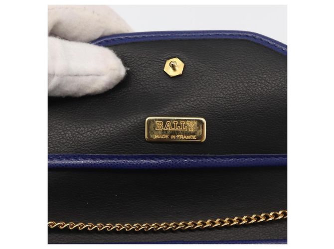BALLY Borsa a Spalla con Catena Pelle Blu Oro Auth BAZ686A D'oro - vista 11