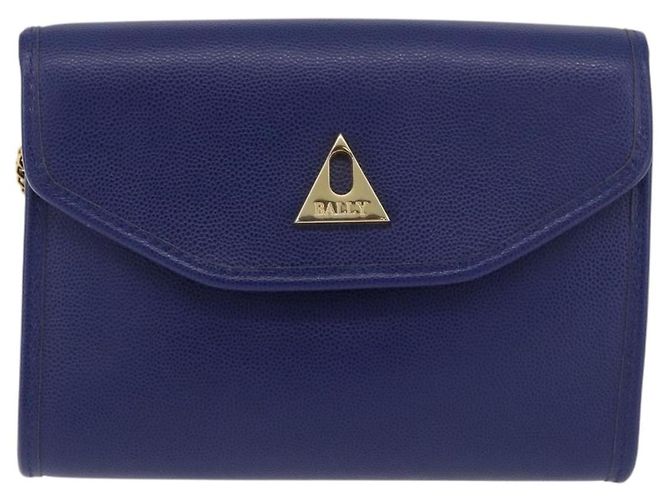BALLY Borsa a Spalla con Catena Pelle Blu Oro Auth BAZ686A D'oro - vista 13
