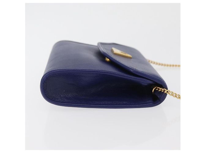 BALLY Borsa a Spalla con Catena Pelle Blu Oro Auth BAZ686A D'oro - vista 3
