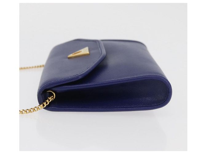 BALLY Borsa a Spalla con Catena Pelle Blu Oro Auth BAZ686A D'oro - vista 4