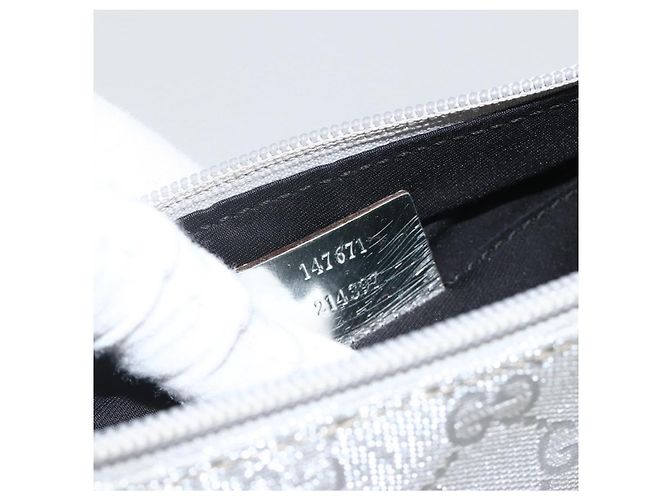 Borsa a Spalla GG Canvas Gucci Argento 147671 Auth BAZ628A - vista 12
