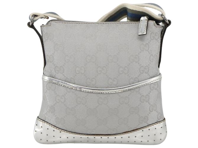 Borsa a Spalla GG Canvas Gucci Argento 147671 Auth BAZ628A - vista 13