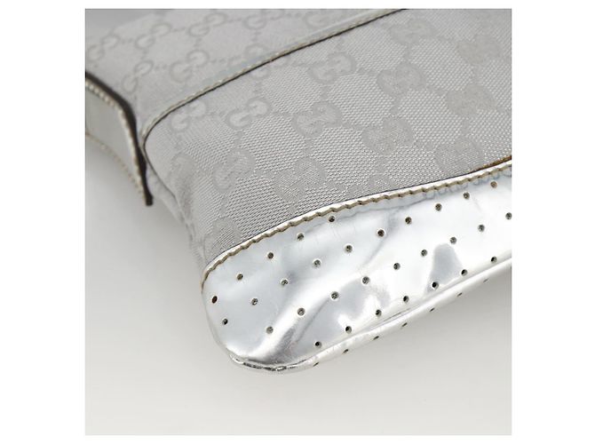Borsa a Spalla GG Canvas Gucci Argento 147671 Auth BAZ628A - vista 14