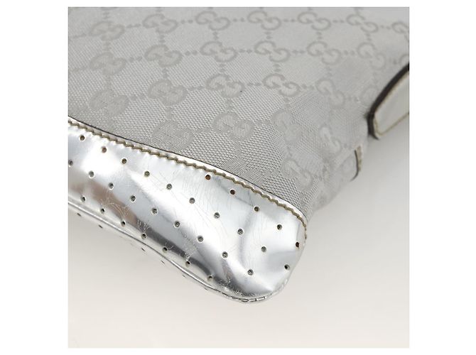 Borsa a Spalla GG Canvas Gucci Argento 147671 Auth BAZ628A - vista 15