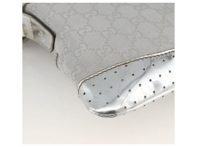 Borsa a Spalla GG Canvas Gucci Argento 147671 Auth BAZ628A - vista 16