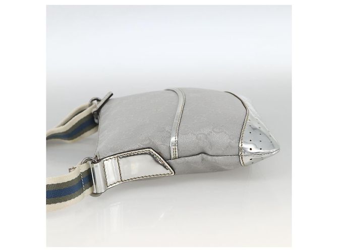 Borsa a Spalla GG Canvas Gucci Argento 147671 Auth BAZ628A - vista 3