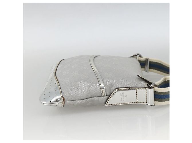 Borsa a Spalla GG Canvas Gucci Argento 147671 Auth BAZ628A - vista 4