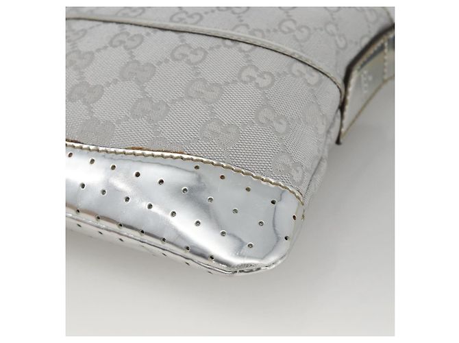 Borsa a Spalla GG Canvas Gucci Argento 147671 Auth BAZ628A - vista 9