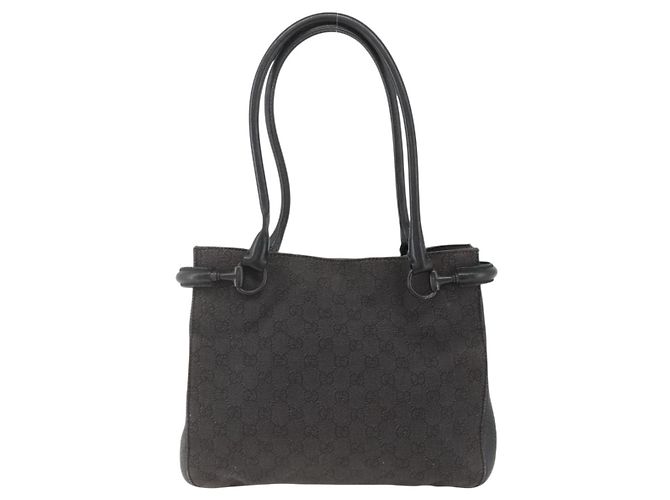 Borsa a Spalla GG Canvas Gucci Nera 101971 Auth ka3517 Nero - vista 13