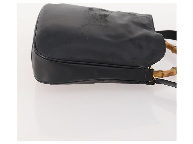 Borsa a Spalla in Pelle Gucci Bamboo 2way Nero Oro 001 1781 1638 Auth hk3622 D'oro - vista 3