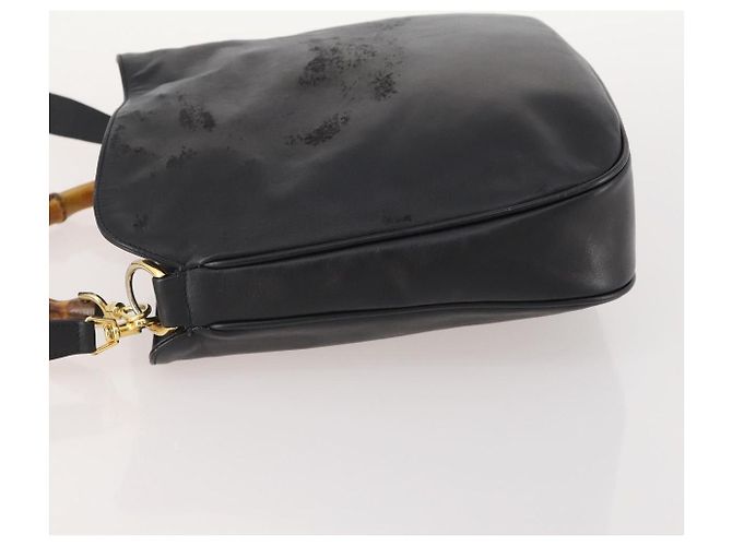 Borsa a Spalla in Pelle Gucci Bamboo 2way Nero Oro 001 1781 1638 Auth hk3622 D'oro - vista 4