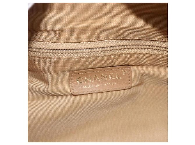 CHANEL Borsa Boston Matelassé Pelle Caviar Beige Oro CC Auth mr2295 D'oro - vista 17