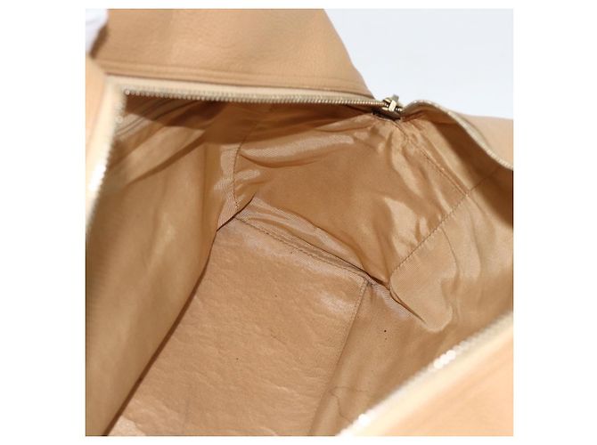 CHANEL Borsa Boston Matelassé Pelle Caviar Beige Oro CC Auth mr2295 D'oro - vista 18