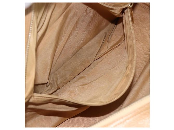 CHANEL Borsa Boston Matelassé Pelle Caviar Beige Oro CC Auth mr2295 D'oro - vista 21