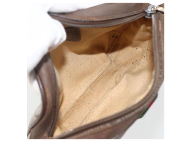 GUCCI GG Supreme Web Sherry Line Tasche aus PVC Beige Gold 156 02 066 Auth bs34217 Golden - Ansicht 10