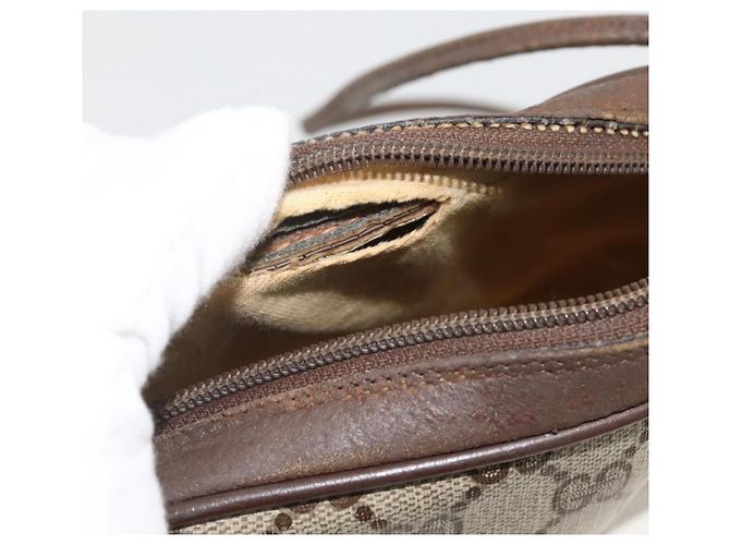 GUCCI GG Supreme Web Sherry Line Tasche aus PVC Beige Gold 156 02 066 Auth bs34217 Golden - Ansicht 11